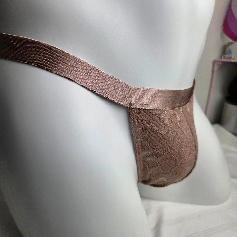 Cosabella Luxurious sophisticated Mens Italian Thong Brown Floral Lace Size M